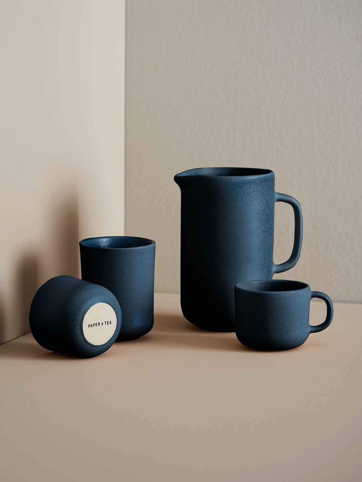 Stoneware Cup with Handle Dark Blue